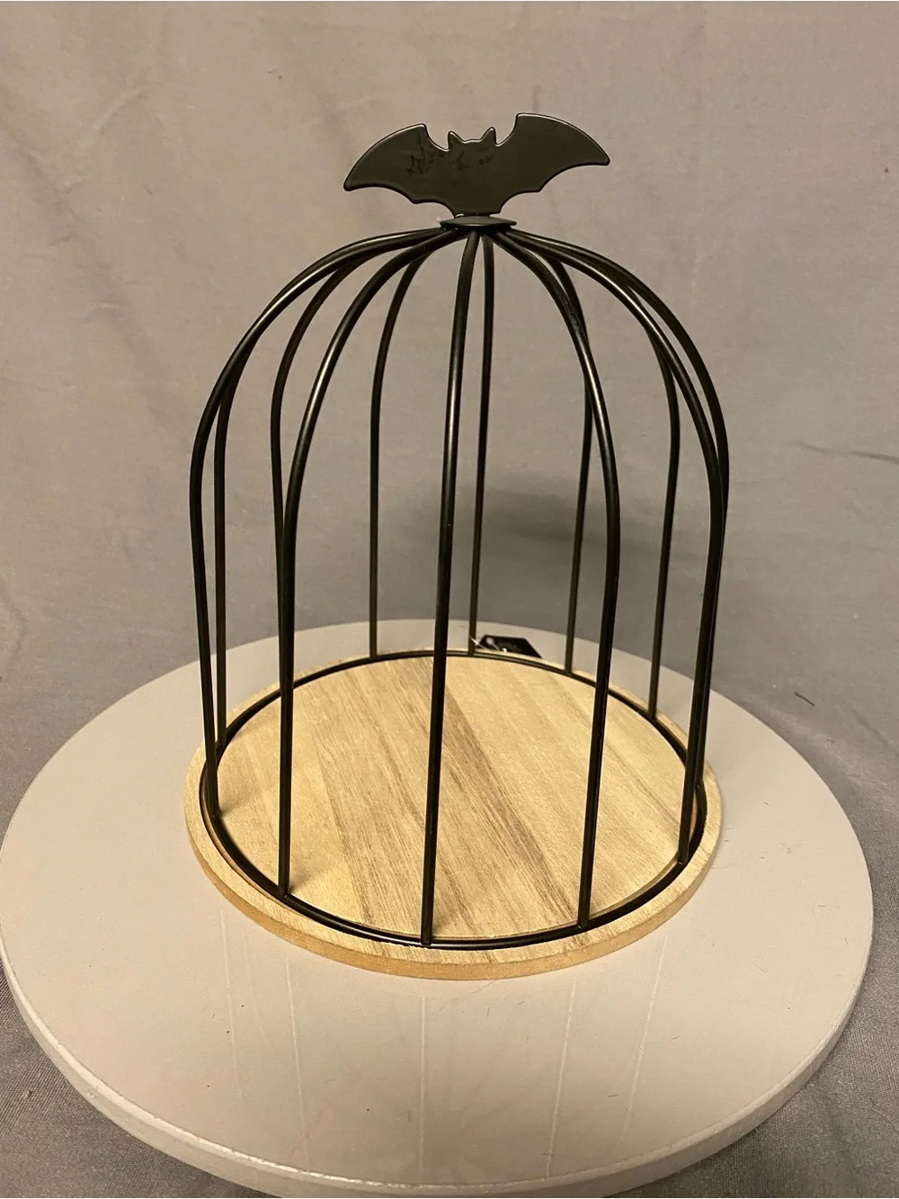 2024 Target Retired Black Metal Decorative Bird Cage with Wooden Base